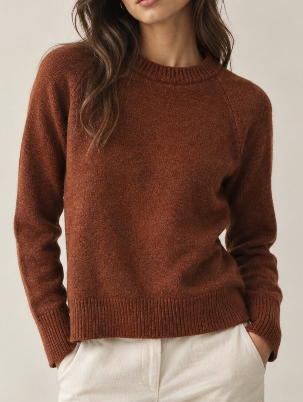 Banana Republic 100% Merino Italian Terracota Crewneck Women Sweater Winter